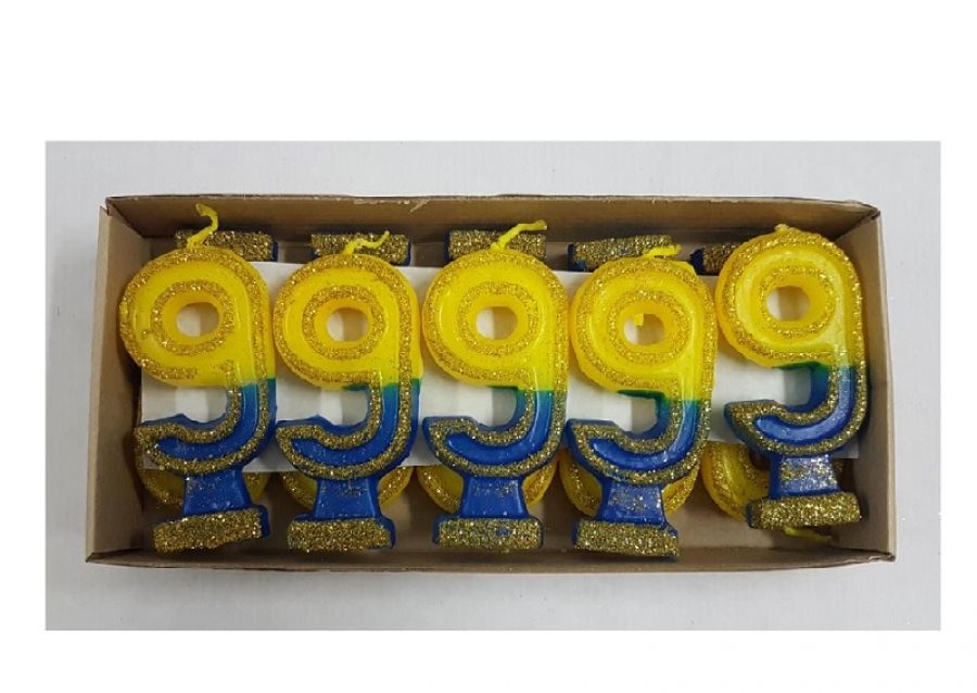 VELA NUMEROTE 9 BOCA C/GIBRE X 1 (X10) - VELAS MULTICOLOR